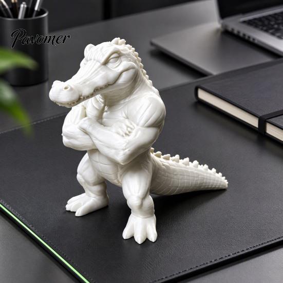 Anthropomorphic Reptile Decor 3D Printed Crocodile Figurine, Realistic Muscular Ornament, Desktop Cross Statue Arm Animal Statue, Creative Sculpture