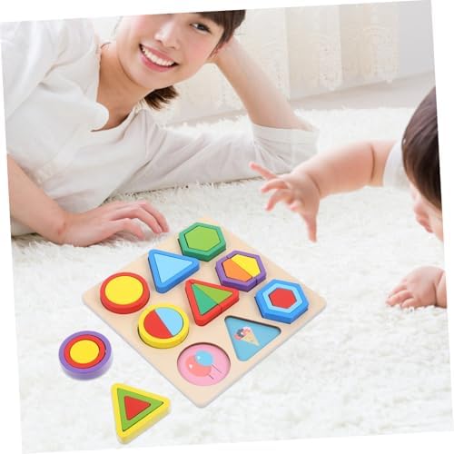 Toddmomy Wooden Geometric Shapes Puzzle for Toddlers, Educational Shape Color Learning Toy, Montessori Preschool Learning Puzzle for Boys Girls