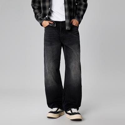 Spring New Mainstream Retro Loose Straight Casual Men's Jeans Without Elastic Denim