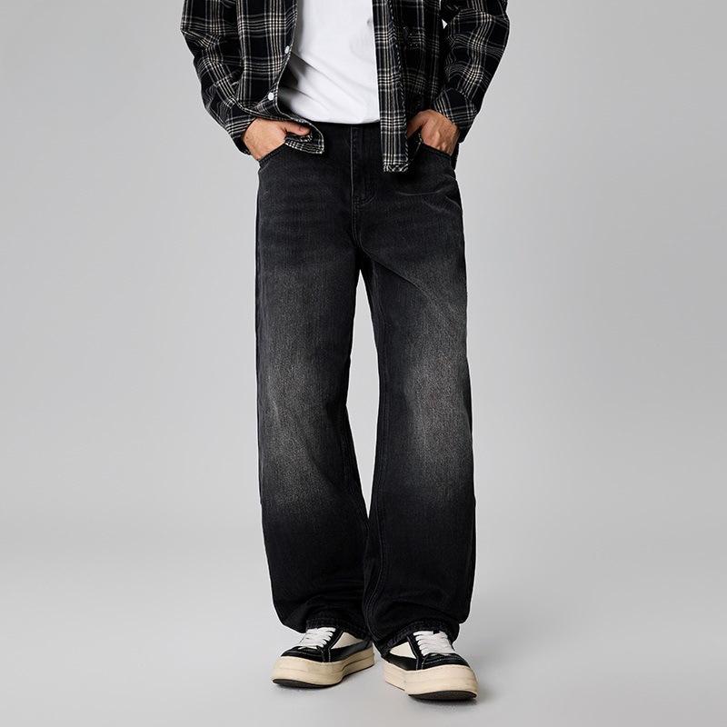 

Весна Новое Популярное Ретро Свободные Прямые Повседневные Мужские Джинсы Без Эластичного Денима 40 чёрный