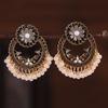 Vintage Painted Flower Pearl Tassel Earrings  Fashionable and Unique European and American Style Color-Contrast Bohemian Earrings for Women