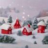 4Pcs Christmas Resin Miniature Red House Winter Village Snowy House Christmas Home Decoration Ornament New Year Party Cake Decor