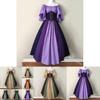Retro Princess Gown With Puff Sleeves And Tie Waist For Stage Show And Cultural Events