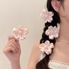 New Fashion Satin Pink Flower Hair Clamps Korean Imitation Pearl Side Hairpins Barrettes For Women Cute Hair Accessories