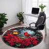 1pc Christmas Cardinal Poinsettia Chair Carpet for Office, Round Non Slip Durable Large Size Office Carpet, Suitable for Office