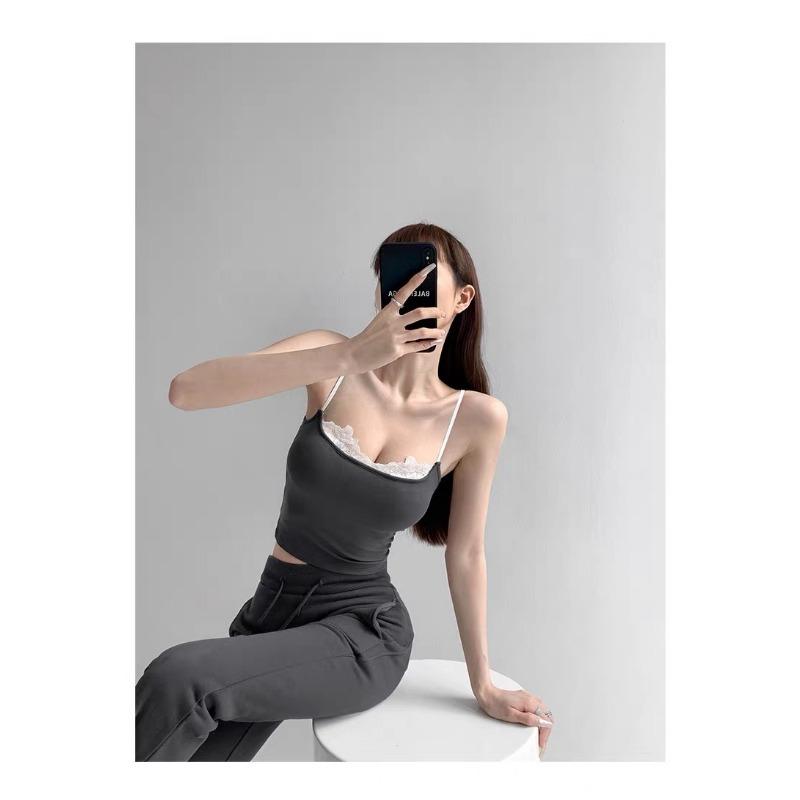 Rayon Halter Vest with Chest Pad Beautiful Back Lace Sexy Outside Wear with Fashion Design Blouse