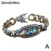 Turquoise Six-character Mantra Nine-eyed Dzi Bead Bracelet, Style W Tibetan H6I0