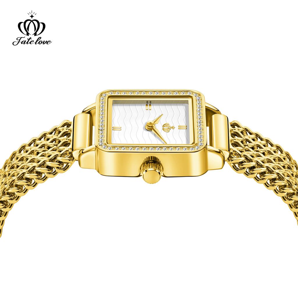 Fatelove 928 Quartz Watches for Women Steel Strap Diamond Bezel Waterproof Woman Watch Fashion Elegant Simple Ladies Wristwatch