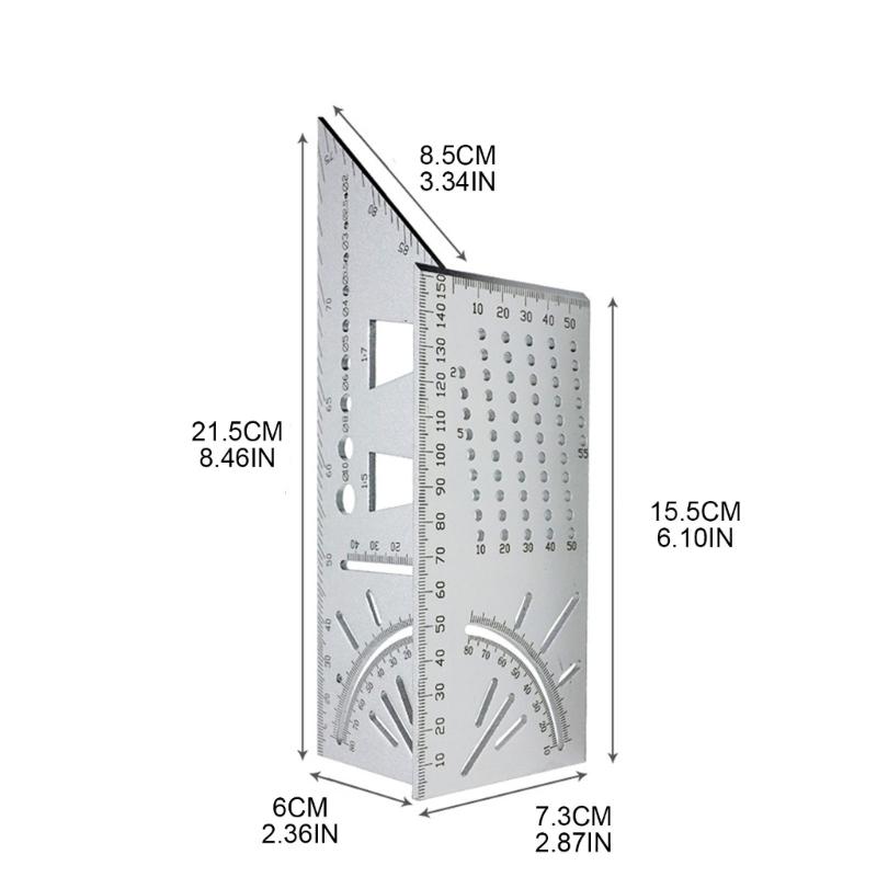Metal Welltop 3D Mitre AngleMeasuring Tool 45/90° AngleT Ruler Gauge for Three Dimensional Item Measuring Timber Pipes