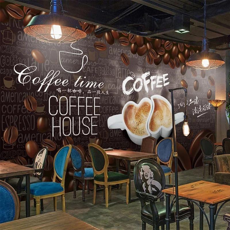 3d Retro Wall Mural Hand Drawn Coffee Decorative Wallpaper Restaurant Cafe Background Wall Paper