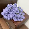Handmade Thick Fleece Rose Bouquet Flower Yarn Blanket for Office Nap - Knitted Gift for Best Friend