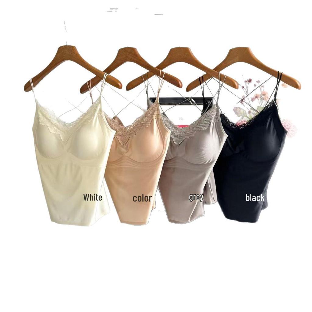 Versatile Lace Satin V-Neck Camisole Bra – Spring/Summer