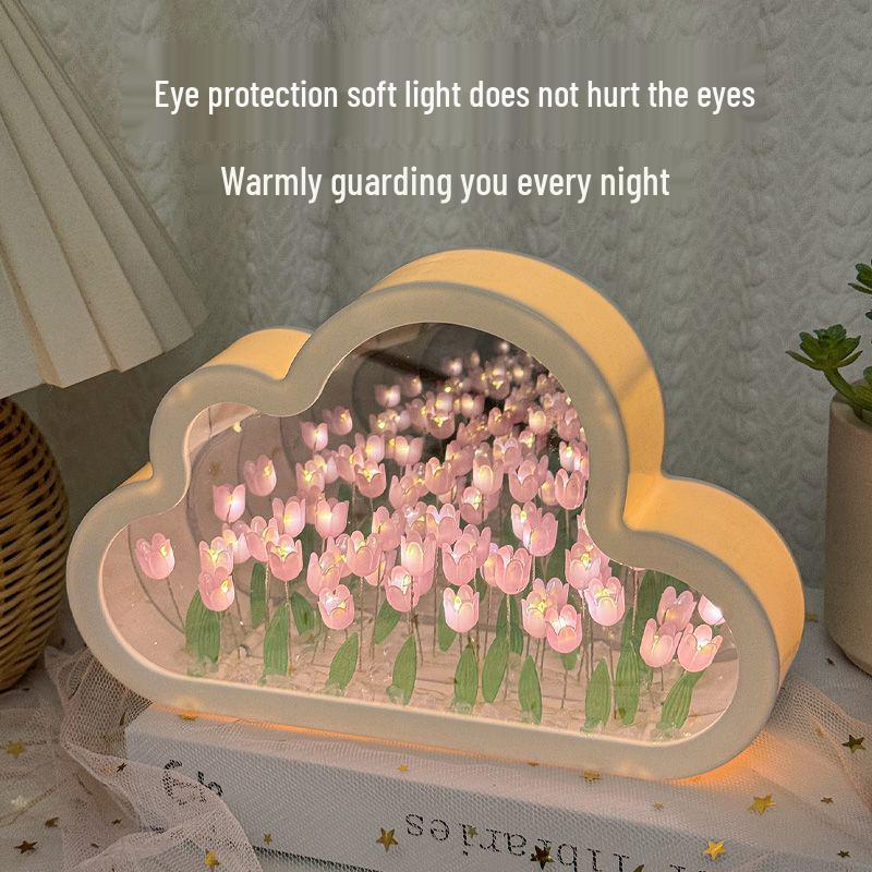 Creative Cloud Tulip Night Light DIY Kit - Handmade Gift for Couples & Friends, Ideal for Birthdays & Mid-Autumn Festival.