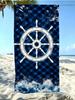 Nautical Anchor Beach Towel, Microfiber Large Sand Free Quick Dry, Navy Plaid Ocean Design, Soft Absorbent Bt21 Beach Towel