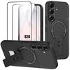 Case for Samsung Galaxy S26, Protection with Magnetic Ring Holder - Black - 2 Tempered Glasses