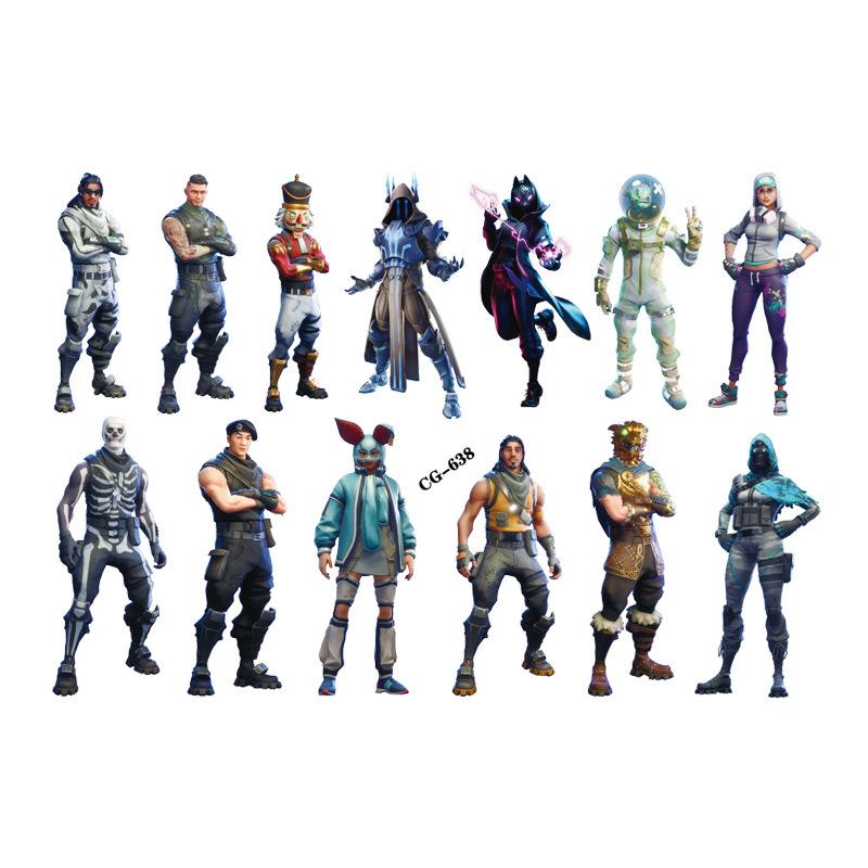6pcs Fortnite Temporary Face Body Sticker Set Water Transfer Skin Paint Halloween Party Supplies Decor Birthday Gift Kid Friendly Entertaining Fun