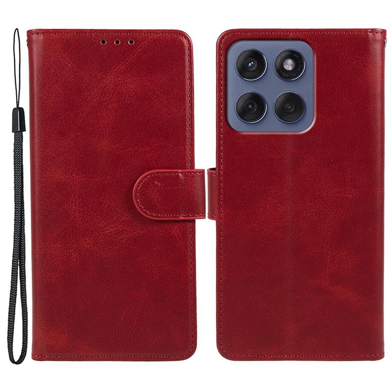 For Motorola Edge 60 Fusion 5G Case PU Leather Wallet Protective Phone Cover Calf Texture