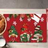 Weihnachts-Platzsets Baum-Muster Tischsets Hitzebeständige Leinen-Platzsets für Esszimmer- und Küchendekor für Festtagsmahlzeiten, Zusammenkünfte, Partytisch