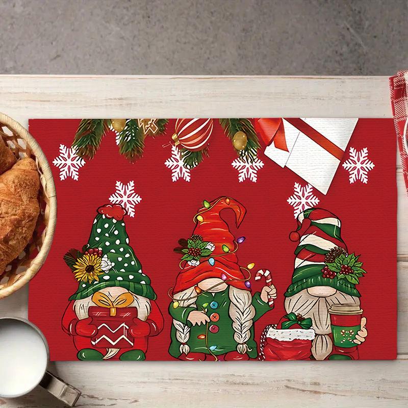 Weihnachts-Platzsets Baum-Muster Tischsets Hitzebeständige Leinen-Platzsets für Esszimmer- und Küchendekor für Festtagsmahlzeiten, Zusammenkünfte, Partytisch