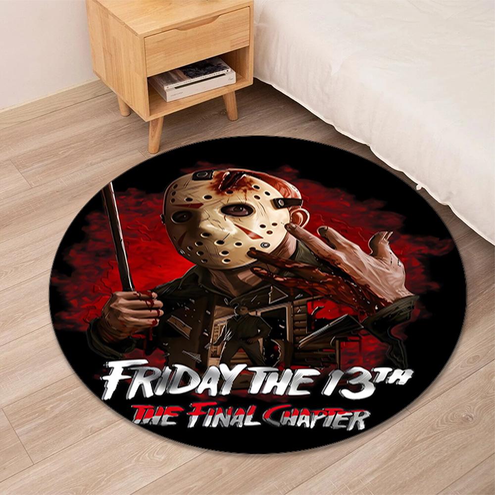 Friday the 13th Printed Round Rug Carpet Chair Rug Area Rug Entryway Doormats,for Office Chair Living Room Bedroom Kitchen Room.