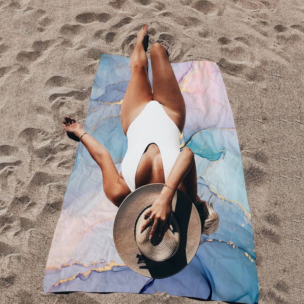Stylish Marble Anime Beach Swimming Towel Soft Absorbent Washcloth Children's Gifts For Kids Travel Camping Gym