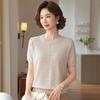 2026 Ice Silk Chinese Style Short-Sleeve T-shirt for Moms: Fashionable Summer Wear for Middle-Aged and Elderly Women