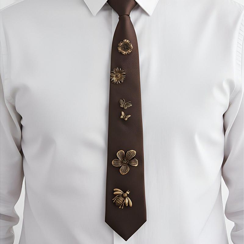 Versatile Flowers Butterfly Tie Luxury Design Shirt Tie Autumn Creativity Multi Element Splicing Accessories