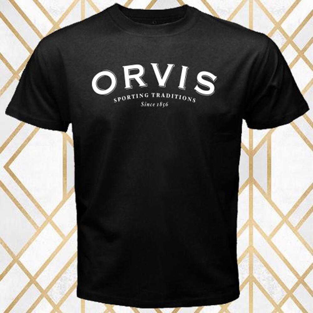 Orvis Fly Reel Fishing Company Logo Mens Black T-Shirt Size S 3XL XXXL