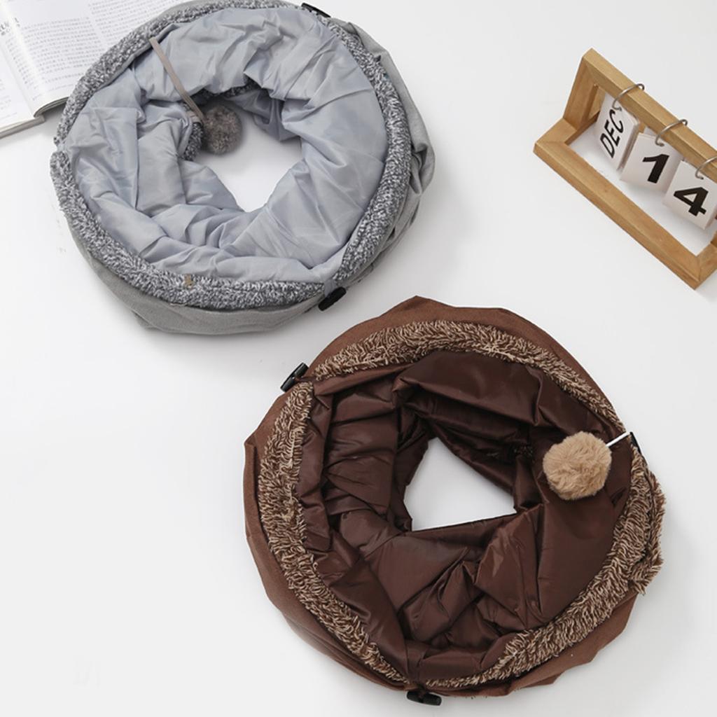 Collapsible Cat Tunnel Spring Tube Canes Tunnels Plush Foldable Toy Relieve Boredom for Indoor Kitten Rabbits Puppies