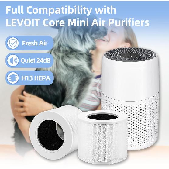 Сменный фильтр-картридж для очистителя воздуха Mini-RF, совместимый с LEVOIT Air Purifier Core Mini (2 фильтра + 4 аромаподушечки)