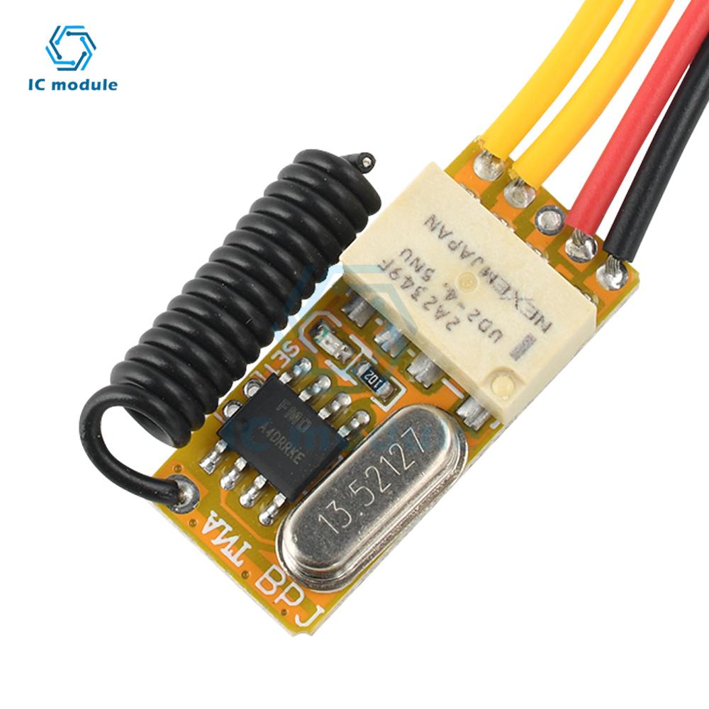 DC 3.5-12V Mini RF Remote Switch 433MHZ Miniature Contact Relay Remote Control Switch N/O N/C On-Off Receiver