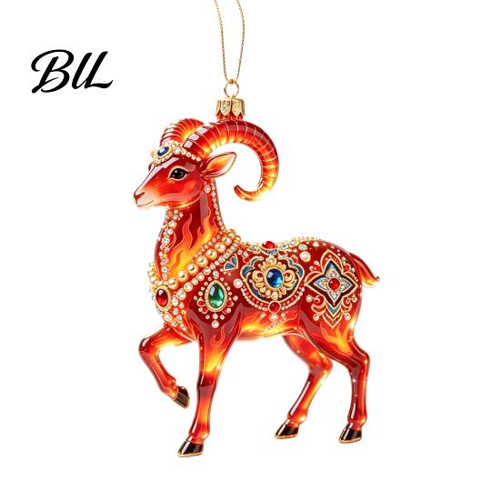 Durable Acrylic Collection 2D Goat Christmas Tree Pendant, Keychain Bag Charm, Cute Sheep Rearview Decorative Home Decoration Mirror Hanging Ornament