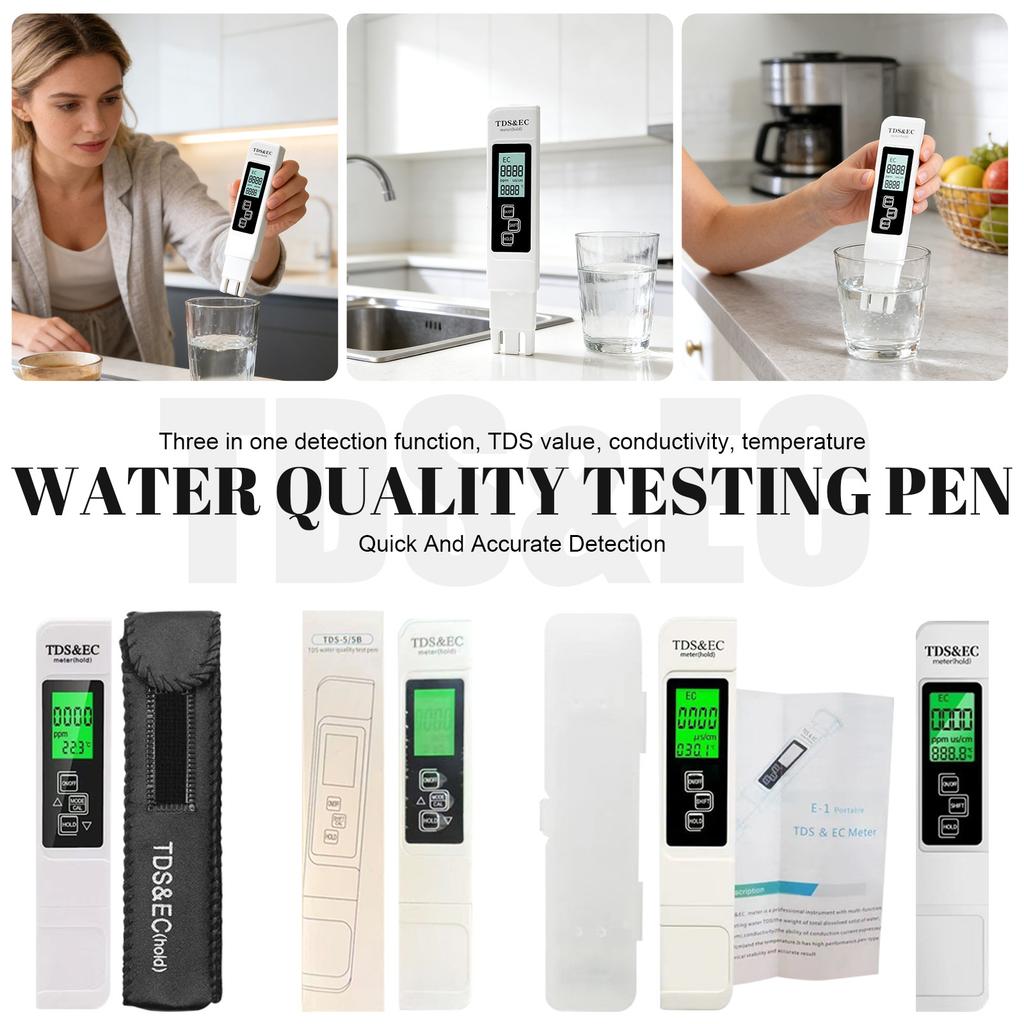 Stylo Testeur de Qualité de l'Eau Haute Précision pour Eau du Robinet et Purificateur Stylo Instrument de Test d'Eau 3-en-1