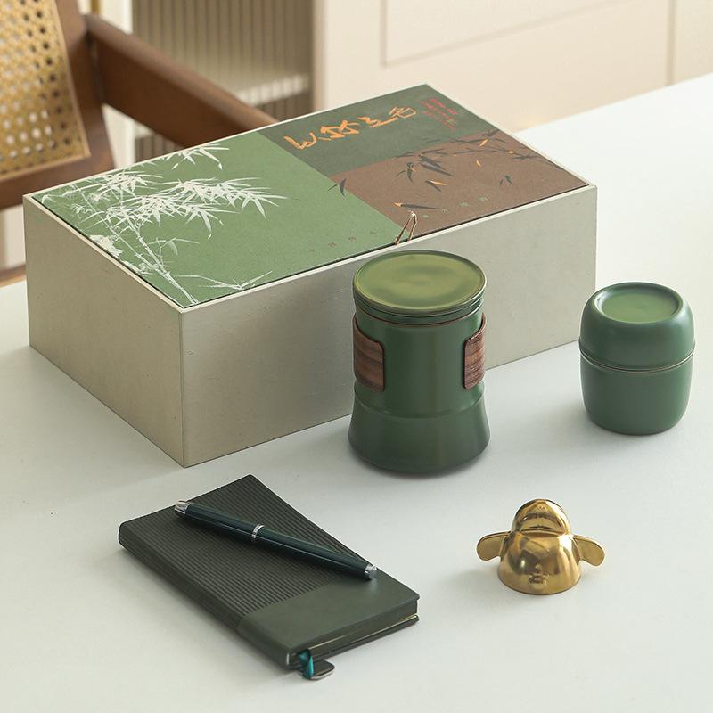 Simple and Classical New Chinese Bamboo Tea Cup Set, the Company Sends Customers Business Souvenirs