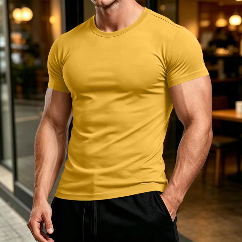 Men's Fashion Cotton Neck Short Sleeve T-Shirt for Everyday Casual Wear