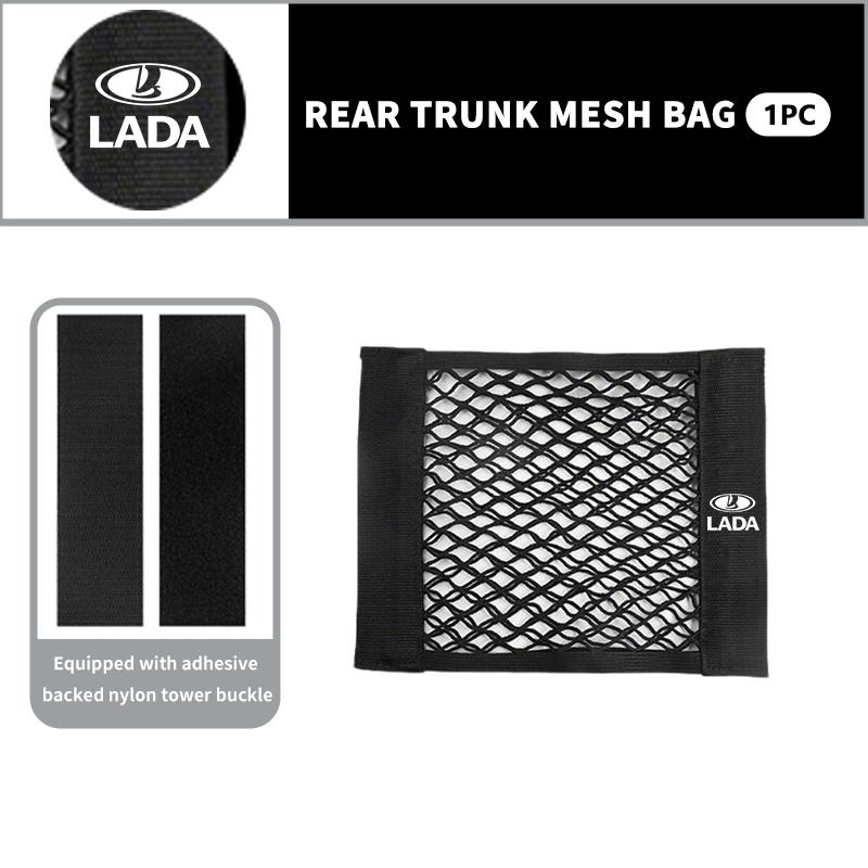 Car Trunk Elastic Mesh Fixed Straps Storage Net Bag Seat Back Fixing Bag Accessories For Lada Xray Granta Priora Sedan Sport