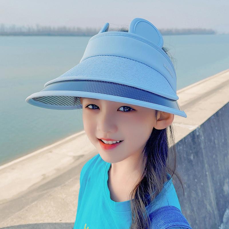 Summer Childrens Sun Hat With Breathable Straw Material And Large Brim For Beach синий