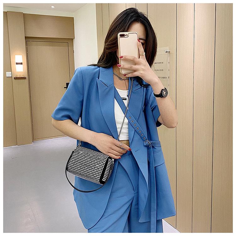 Borsa piccola con diamanti Pochette da donna Borsa a tracolla scintillante di lusso Borsa a tracolla da donna per feste Borsa a tracolla con catene di moda Borsa elegante per ascella