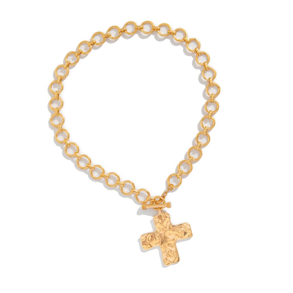 Eleagnt Hammered Crosses Necklace Stylish Chunky Crosses Necklace in Hammered Designs Women's Neck Chain Jewelry