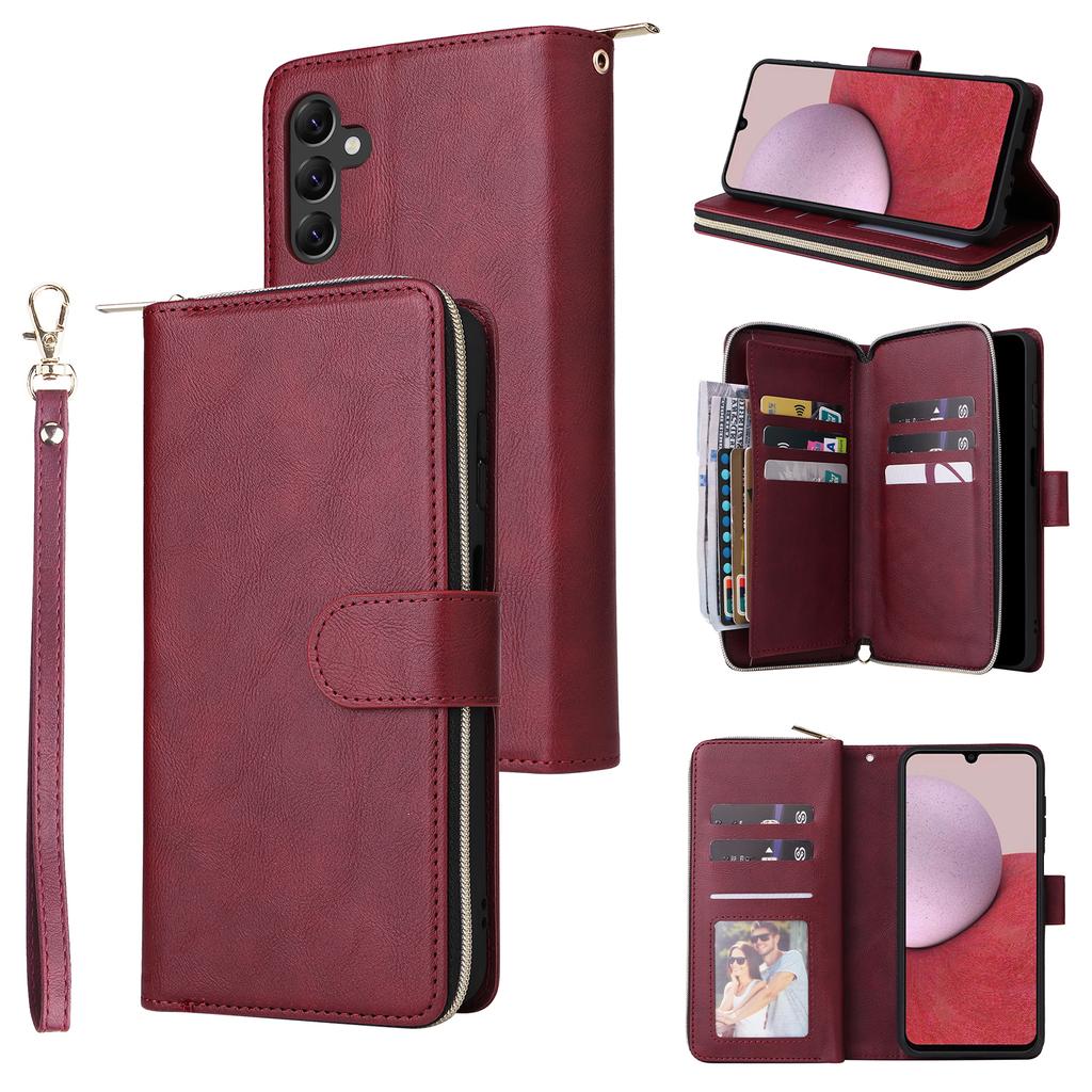 For Samsung Galaxy A14 5G Case 9 Card Slots PU Leather Zipper Phone Cover