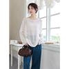 ITISF4 Women's Spring Loose Knit Round Neck Top