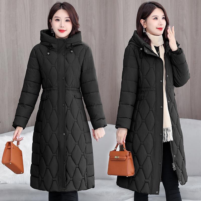 Down Coat for Women Winter Fleece Thickened Plush Hooded Loose Windproof Casual Jacket