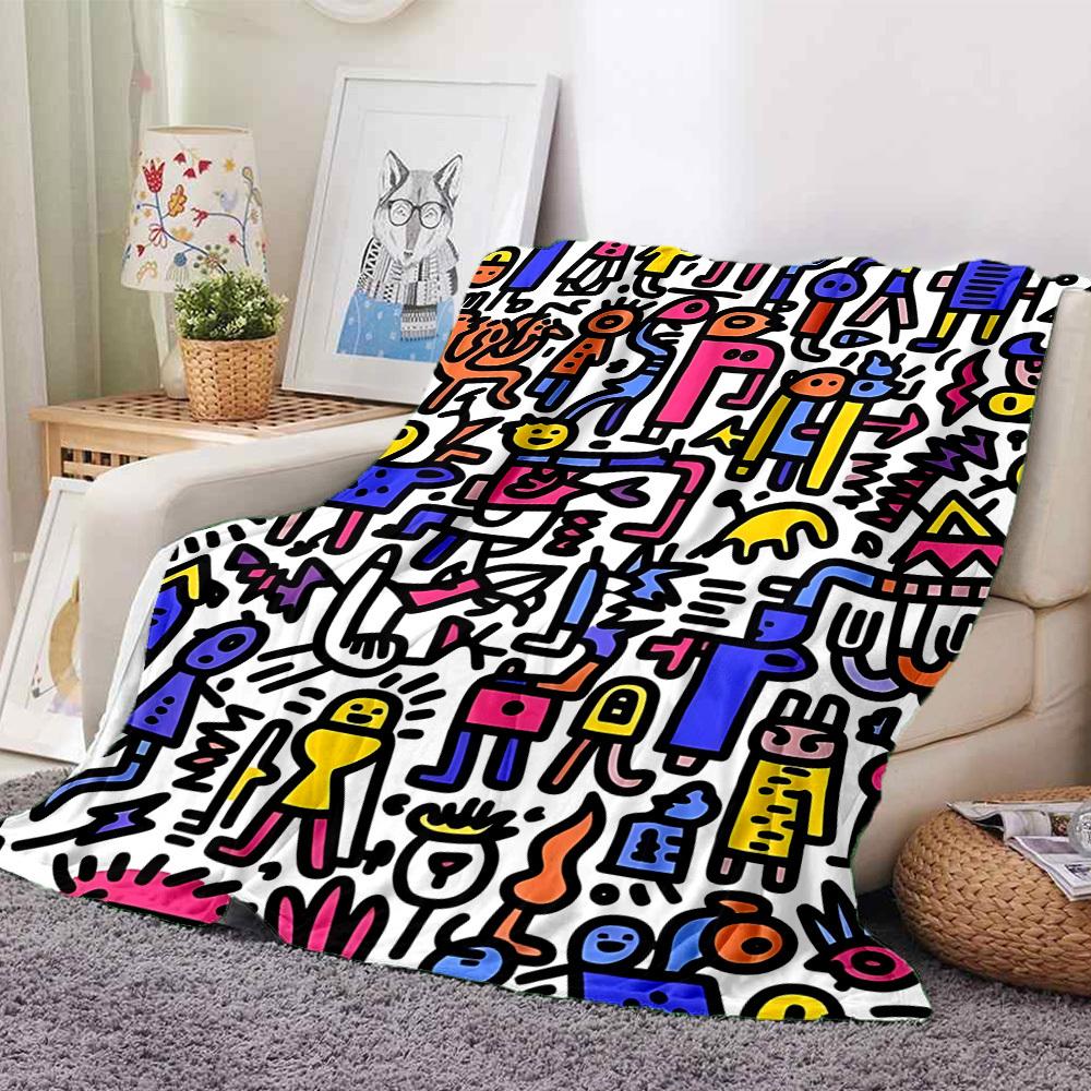 1pc Colorful Characters Blanket Warm, Cozy, And Soft, Suitable for Sofas, Beds, Cars, And Office Use.Perfect for Camping And Travel, Making It a Great