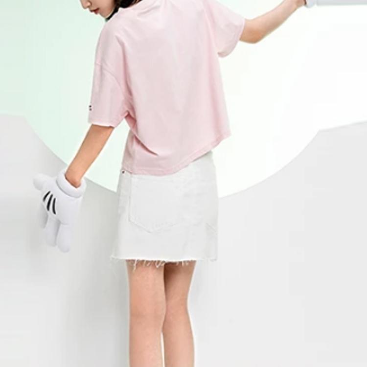 Li Ning x Disney Cartoon Print Loose Crew Neck Short Sleeve T-Shirt Women Tops Pink AHSR208-2