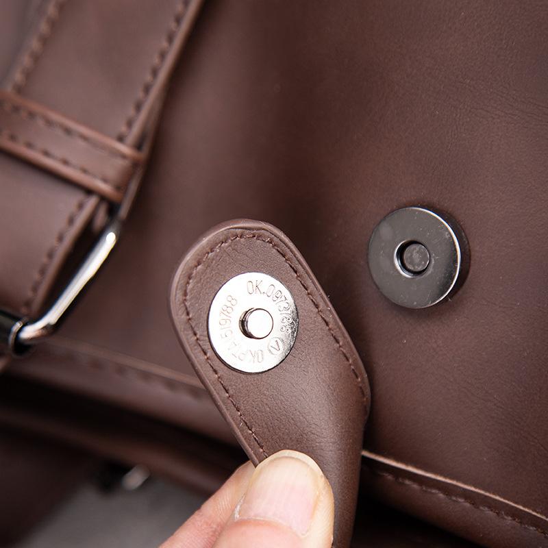 Retro Men's Portable Briefcase Casual Messenger Bag Crazy Horse Leather Men's Bag Horizontal Shoulder Bag