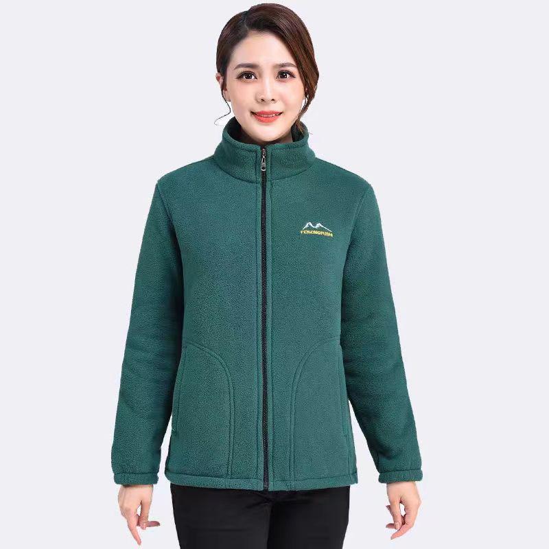 Women's Autumn/Winter Plus Velvet Fleece Jacket - Thickened Zipper Stand Collar Loose Sport Sweatshirt.