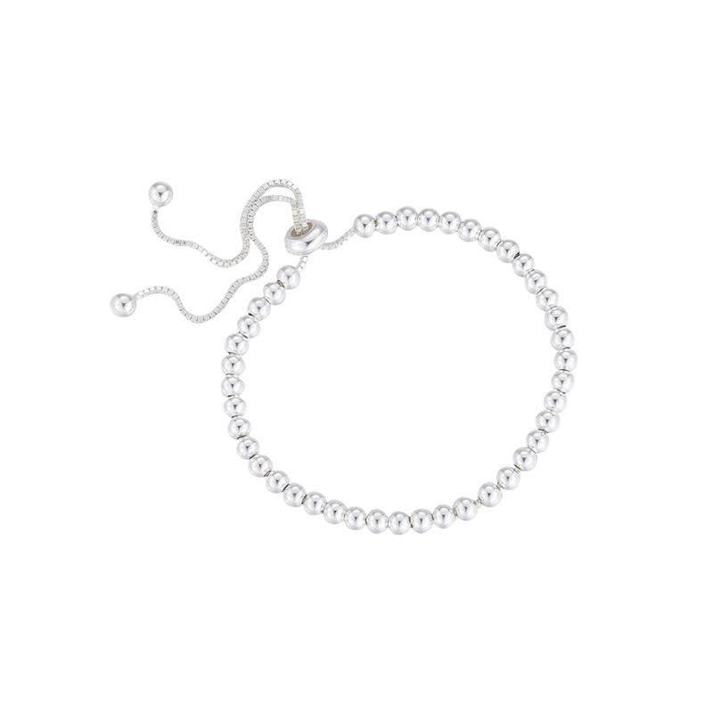 100% Solid 925 Sterling Silver Metal Bracelets for Women Men Beads Adjuatable Handmade Simple Bracelet Birthday Christmas Gift