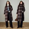 Chuyu Women's 2025 Winter Wool Blend Plaid Polo Coat