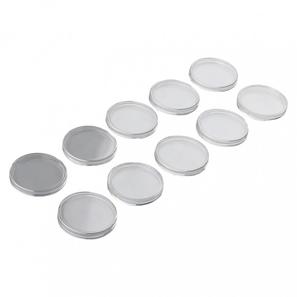 Set of 10 Transparent Coin Cases for Coin Storage (38mm/50mm Diameter)