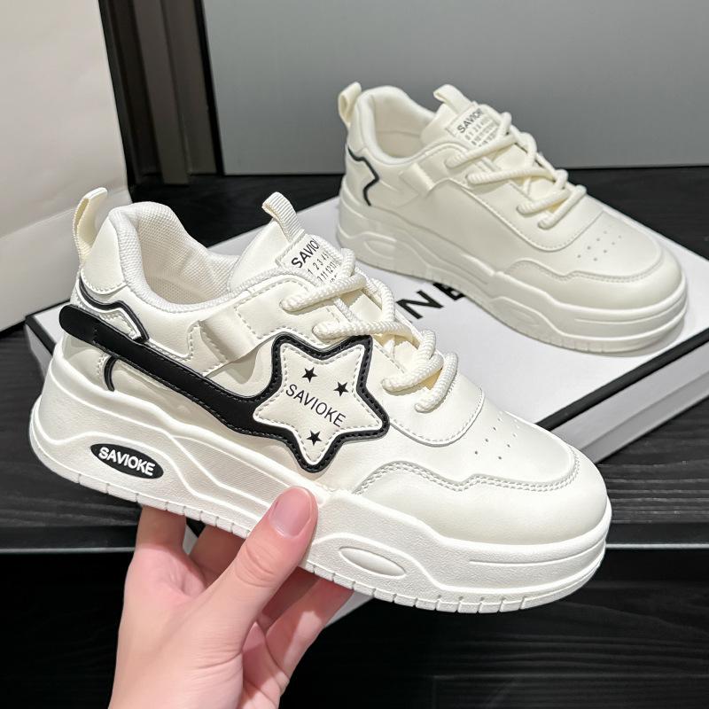 Весна и Осень новая спортивная и повседневная платформа ins кожаные одиночные туфли кеды 35